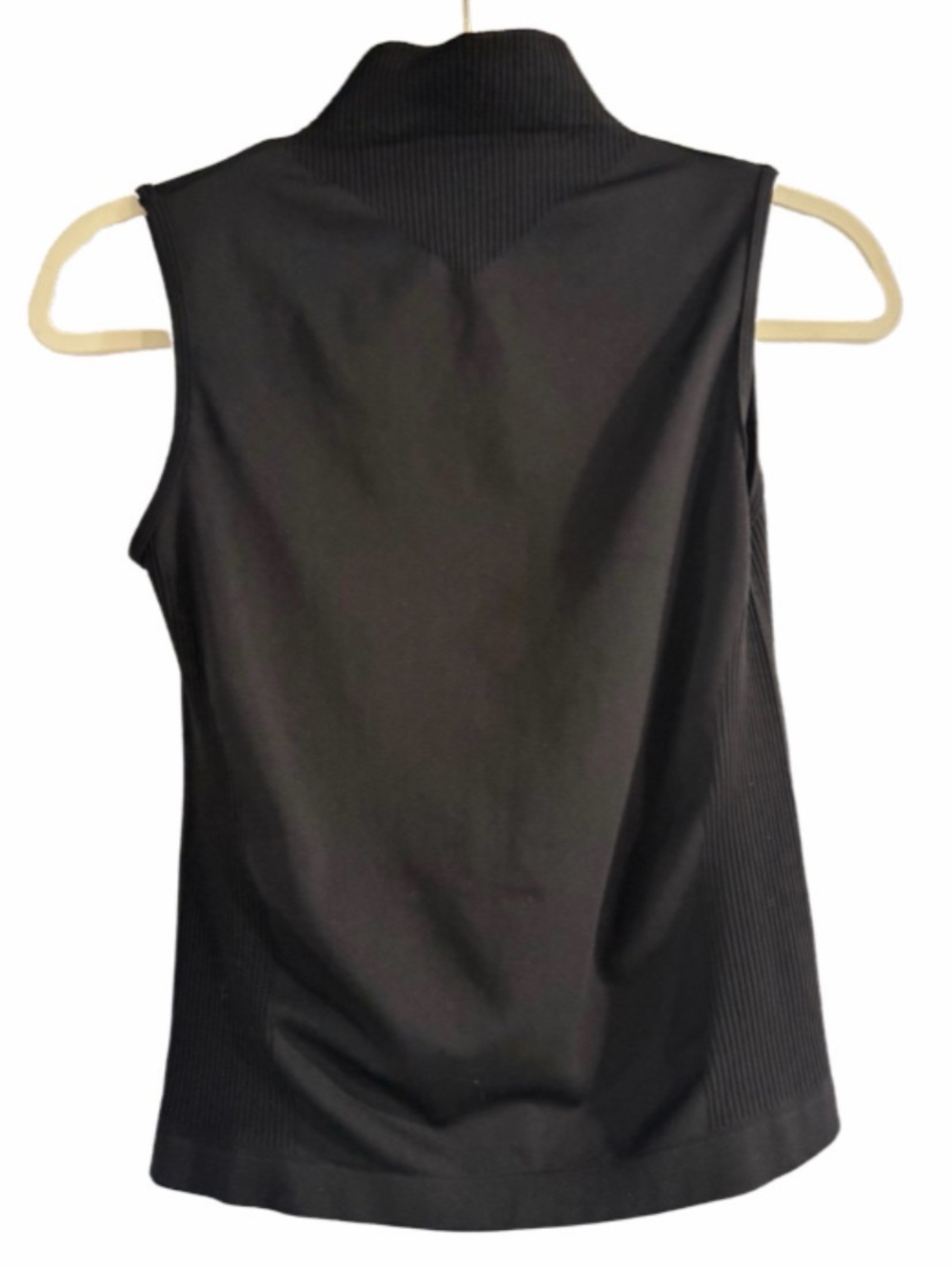 Fitted Mock Neck Ribbed Athletic Tank Top- Black